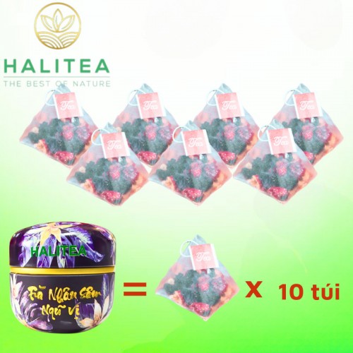 Trà Nhân Sâm Ngũ Vị HALITEA Túi Tam Giác Hộp Thiếc 50gr/ hộp/ 10 túi 